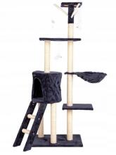 Kaķu skrāpēšanas stabs ar māju un gultu 138 cm XL pelēks Petsi
