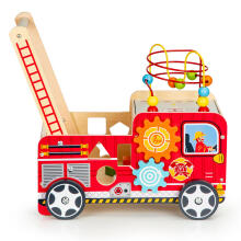 Деревянная обучающая ходунка с блоками для детей - Пожарная машина ECOTOYS
