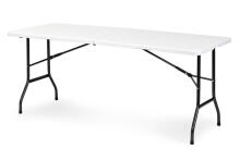 Katrings galds 180 cm salokāms uz koferi balts ModernHome