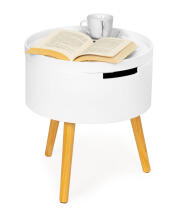 Round coffee table with storage and bedside table ModernHome
