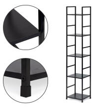 Modern wooden shelf, metal frame LOFT, 5 shelves, black ModernHome