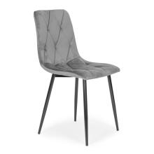4 Krēslu komplekts ar izšūtu samtu ēdamistabai un viesistabai pelēks ModernHome
