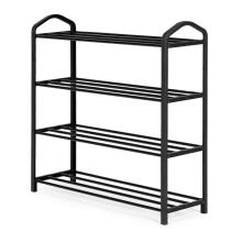 Metal shoe rack, 4 shelves, 12 pairs of shoes, black ModernHome