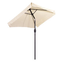 Large rectangular garden umbrella, tilt mechanism, crank handle, beige, 200x140 cm, MultiGarden