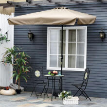 Large rectangular garden umbrella, tilt mechanism, crank handle, beige, 200x140 cm, MultiGarden