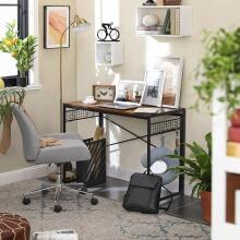 Wooden computer desk with metal frame