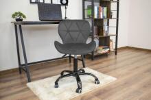 Office swivel chair with wide backrest, dark gray velvet