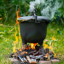 Cast iron standing cauldron 8L, hunter's pot, campfire grill, MultiGarden