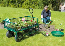Dārza transporta rati, 200 kg, atveramas sānu paneļi, lieli piepūšami riteņi, MultiGarden