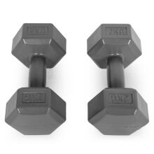 Hex dumbbells set 2x2 kg, exercise weights, fitness load, gray, ModernHome