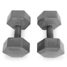 Hex dumbbells set 2x5 kg, exercise weights, fitness load, gray, ModernHome
