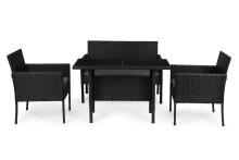 Garden Furniture Set with Rattan-Like Finish – Bench, Table, Chairs Black MultiGarden
