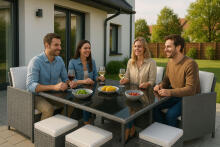 Garden Furniture Set with Rattan-Like Finish – 4 Armchairs, 4 Ottomans, Table MultiGarden