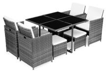 Garden Furniture Set with Rattan-Like Finish – 4 Armchairs, 4 Ottomans, Table MultiGarden
