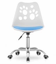 PRINT Chair White and Blue Faux Leather Swivel with Chrome Base