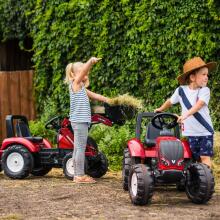 FALK Pedāļu Traktors Valtra Burgundijas Krāsā ar Piekabi un Ķīli no 3 Gadiem