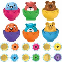 WOOPIE Montessori Puzzle Sorter Match the Shapes Happy Animal Eggs 6pcs
