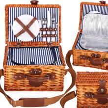 Termiskais piknika grozs 2 personām, ar aprīkojumu 37x27x20 cm, pīts, brūns