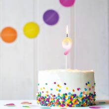 Birthday Fun - Rainbow number candle 9, 3 assorted