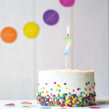 Birthday Fun - Rainbow number candle 7, 3 assorted