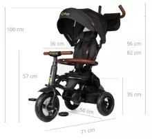 Bebe Basic Rito Deluxe Art.254139 Brown Bērnu  trīsritenis ar rokturi , jumtiņu un piepūšamajiem riteņiem