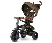 Bebe Basic Rito Deluxe Art.254139 Brown Bērnu  trīsritenis ar rokturi , jumtiņu un piepūšamajiem riteņiem