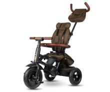 Bebe Basic Rito Deluxe Art.254139 Brown Bērnu  trīsritenis ar rokturi , jumtiņu un piepūšamajiem riteņiem