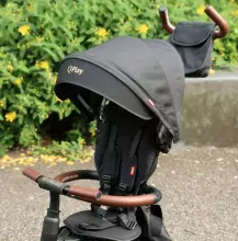 Bebe Basic Rito Deluxe Art.254139 Brown Bērnu  trīsritenis ar rokturi , jumtiņu un piepūšamajiem riteņiem