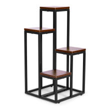 Ziedu statīvs, ziedu plaukts, dekorācijas, 4 plaukti, metāls MDF, tumšais valnots ModernHome