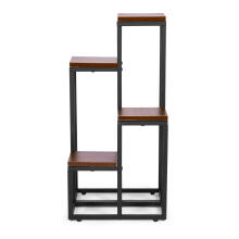 Ziedu statīvs, ziedu plaukts, dekorācijas, 4 plaukti, metāls MDF, tumšais valnots ModernHome