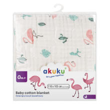 AKUKU A0686 Blanket / Swaddle / Muslin Towel 110x105 cm Flamingos