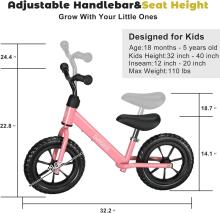 Mncylion Balance Bike Art.255171 Pink Bērnu skrējritenis ar metālisko rāmi, Līdzsvara velosipēds