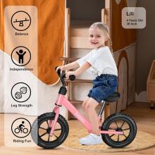 Mncylion Balance Bike Art.255171 Pink Bērnu skrējritenis ar metālisko rāmi, Līdzsvara velosipēds
