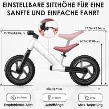 Zwoos Balance Bike Art.255173 White  Детский велосипед - бегунок с металлической рамой