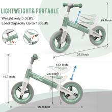 Mncylion Balance Bike Bobike Art.255175 Green  Bērnu skrējritenis ar metālisko rāmi, Līdzsvara velosipēds