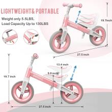 MncylionMncylion Balance Bike Bobike Art.255176 Pink Детский велосипед - бегунок с металлической рамой
