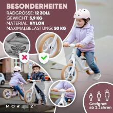 Moreez Balance Bike Art.255177 White Детский велосипед - бегунок с металлической рамой