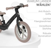 KikkaBoo Lanser Balance Bike Art.255181 Black Bērnu skrējritenis ar metālisko rāmi, Līdzsvara velosipēds