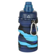Ikonka Art.KX3070_1 Ūdens pudele silikona saliekamā pudele ar rokturi sporta 500ml zila