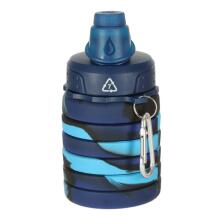 Ikonka Art.KX3070_1 Ūdens pudele silikona saliekamā pudele ar rokturi sporta 500ml zila