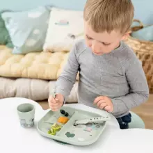 Foodie dinner set w/suction Tiny farm Green