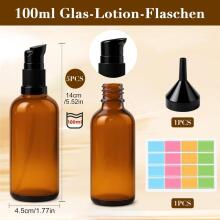 Empty Glass Bottles Brown with Sticker Funnel Art.256884  Пустой стеклянный флакон объемом 100 мл   с дозатором-помпой,1 шт