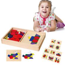 VIGA Koka ģeometriskie mozaīkas bloki Dienesa loģiskā puzle Montessori 148 gabali