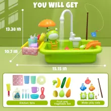 Play Sink Toy Art.257369 Yellow Kitchen sink with accessories