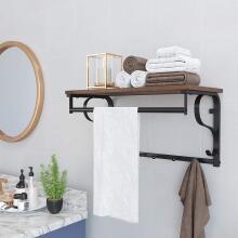 Деревянная полка LOFT с вешалками
