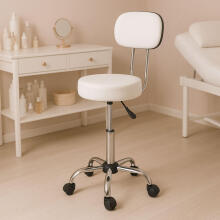 Swivel Stool with Backrest Cosmetic Medical Adjustable Chair White ModernHome