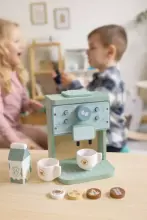 ECOTOYS Koka rotaļu kafijas automāta baristas komplekts bērniem