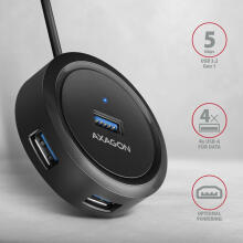 HUE-P1AL centrmezgls, 4 USB 3.2 Gen 1, ROUND, mikro USB, 1,2 m USB-A kabelis