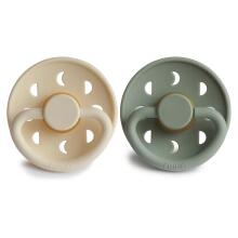 Frigg Moon Phase Round Latex Art.76291421 Cream/Sage Пустышка(соска) из 100% натурального каучука 0-6 мес.(2 шт.)