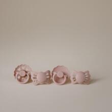 Frigg Pacifiers 4-pack Round Latex/Silicone Art.101483 Blush Apaļš māneklītis (knupītis) no 100% naturāla kaučuka/silikona no 0-6 mēn. (4 gb.)